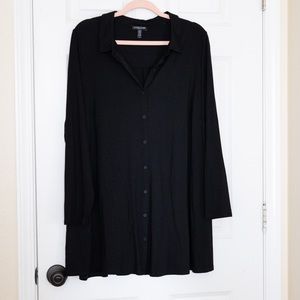 Eileen Fisher Black Button Tunic Long Sleeve